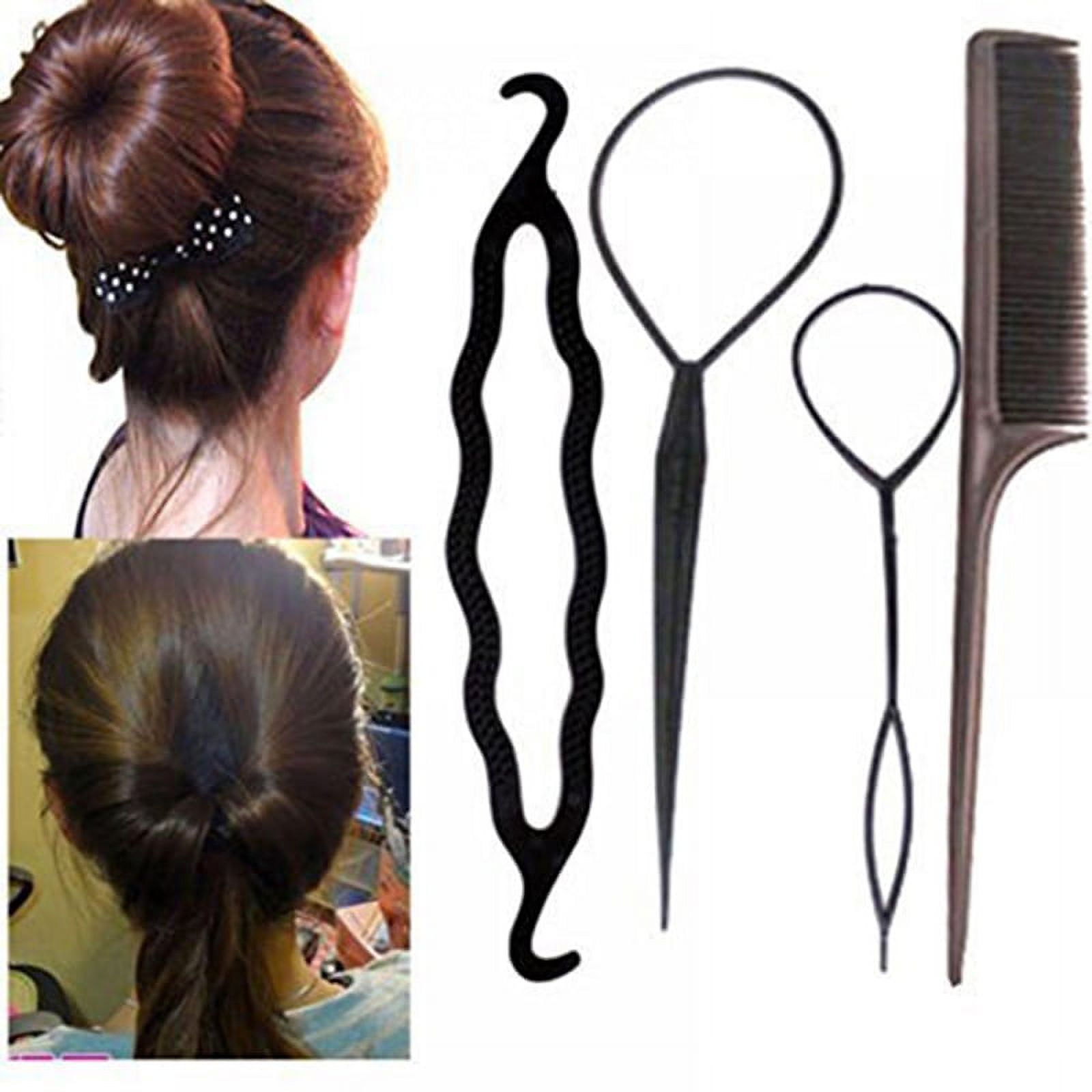 4pcs/set Plastic Pull Hair Needle Dish Hair Tools DIY Hair Styling  Accessories Sets Ponytail Maker
